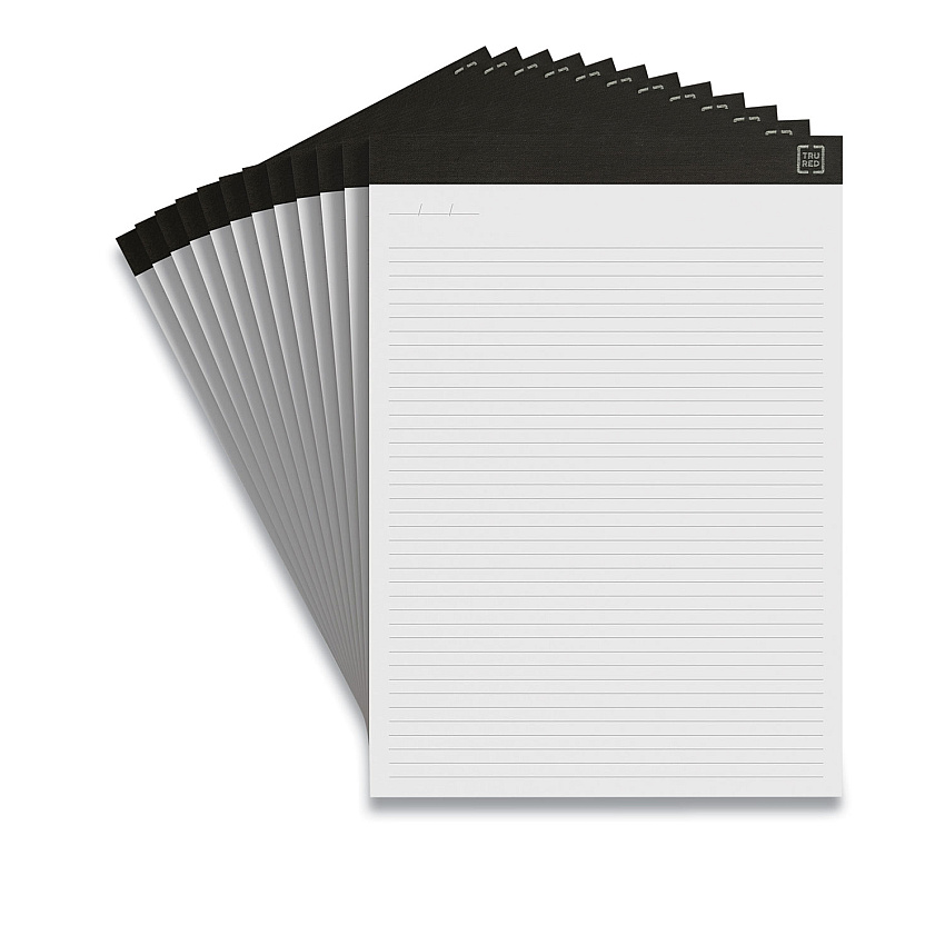 TRU RED Notepads, Narrow Rule, 50 White 8.5 x 11.75 Sheets, 12/Pack (TUD24419919)