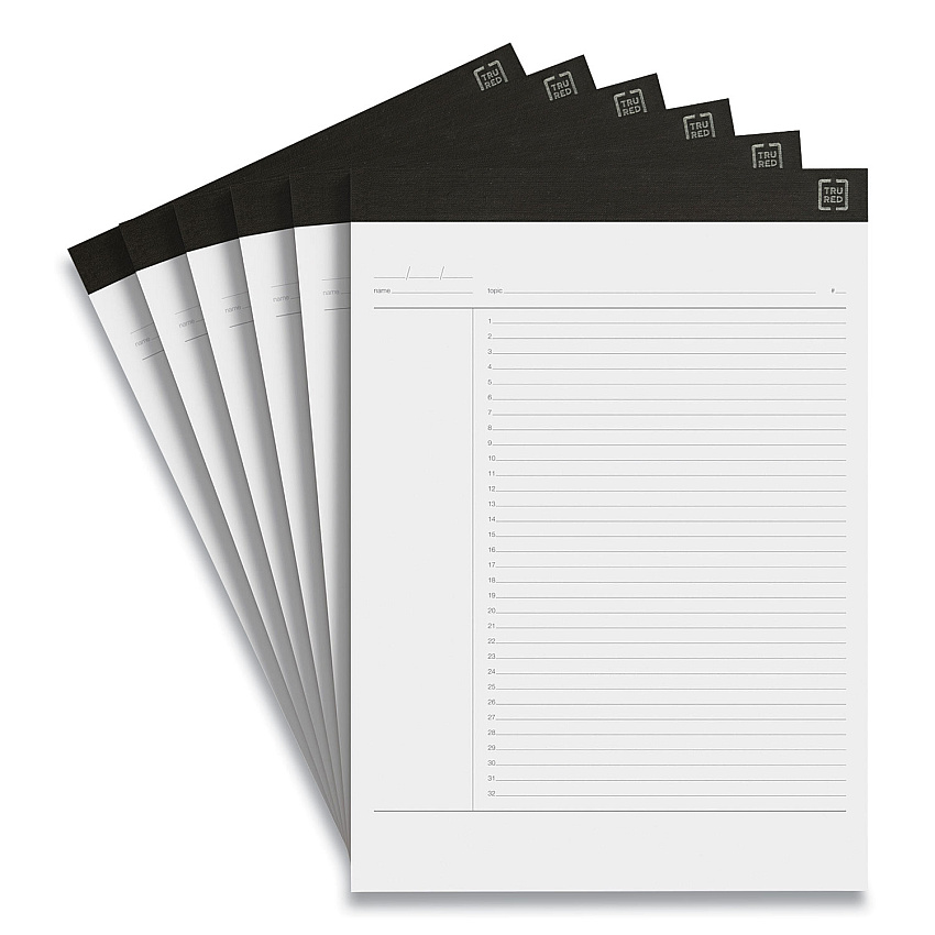 TRU RED Notepads, Project-Management Format, 50 White 8.5 x 11.75 Sheets, 6/Pack (TUD24419924)