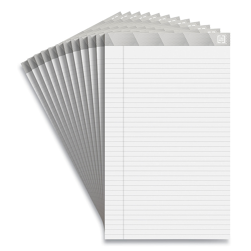 TRU RED Notepads, Wide/Legal Rule, 50 White 8.5 x 14 Sheets, 12/Pack (TUD24419931)