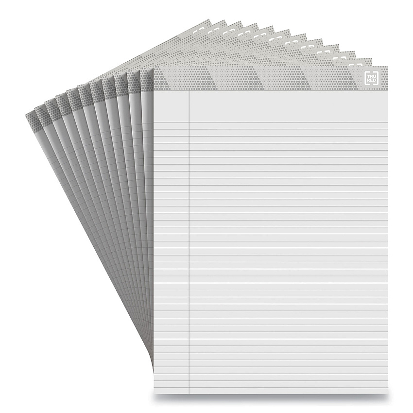 TRU RED Notepads, Narrow Rule, 50 White 8.5 x 11.75 Sheets, 12/Pack (TUD24419934)