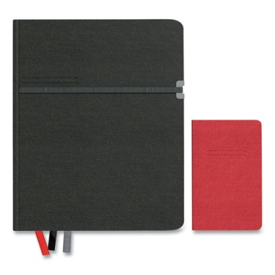 TRU RED Large Mastery Journal with Pockets, 1-Subject, Narrow Rule, Black/Red Cover, (192) 10 x 8 Sheets (24421811)