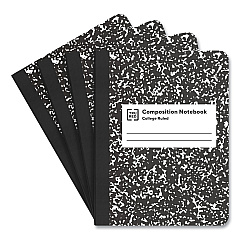 TRU RED Composition Notebook, Medium/College Rule, Black Marble Cover, (100) 9.75 x 7.5 Sheets, 4/Pack (TUD24422978)