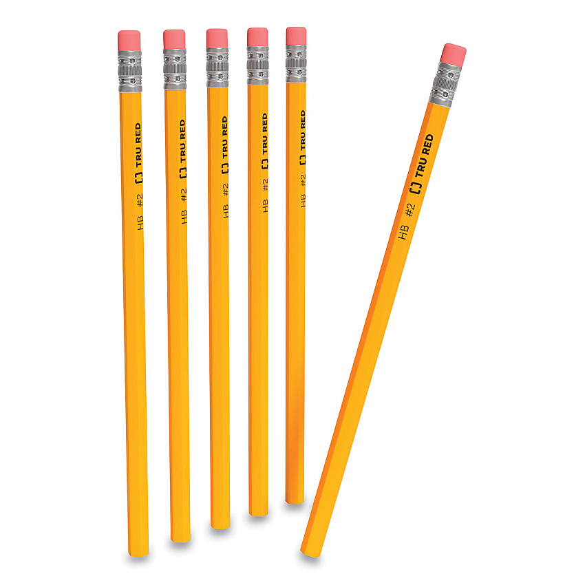 TRU RED Wooden Pencil, HB (#2), Black Lead, Yellow Barrel, 72/Pack (TUD24424023)