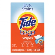 Tide To Go Instant Stain Remover Wipes, 6 x 5, Scented, 10/Box (38150BX)