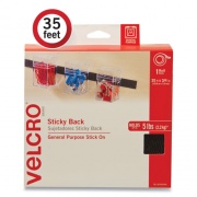 Velcro Sticky-Back Fasteners, Removable Adhesive, 0.75" x 35 ft, Black (30168USA)