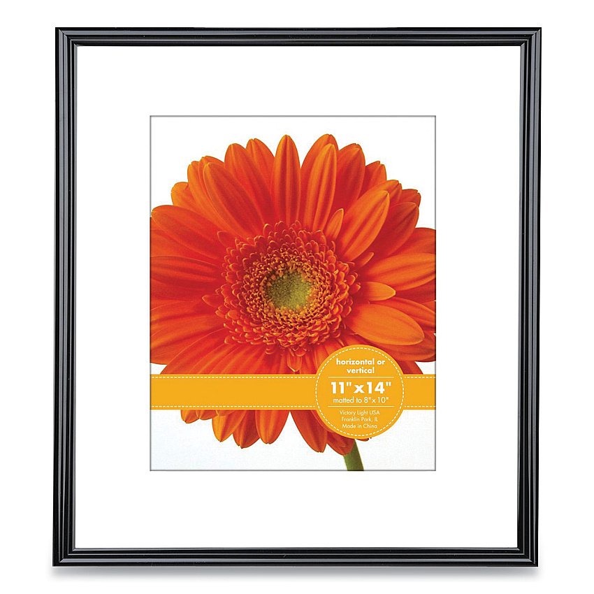 Victory Light Plastic Poster Frame with Mat, 8 x 10 Insert, Black (VLUVF0023B1114)