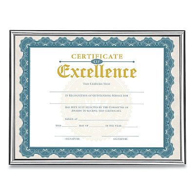 Victory Light U-Channel Document Frame, 8.5 x 11, Silver (VLUVS4503B811S)