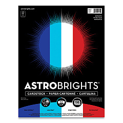 Astrobrights Color Cardstock - "Patriotic" Assortment, 65 lb Cover Weight, 8.5 x 11, Assorted Patriotic Colors, 100/Pack (WAU91644)