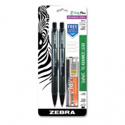 Zebra Z-Grip Plus Mechanical Pencil, 0.7 mm, HB (#2), Black Lead, Black Barrel, 2/Pack (55412)