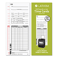Time Clock Cards for Lathem Time 7000E/7500E, Two Sides, 3.38 x 8.78, 100/Pack (LTHE79100)