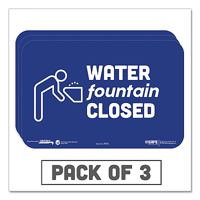 Tabbies BeSafe Messaging Education Wall Signs, 9 x 6,  "Water Fountain Closed", 3/Pack (TAB29515)