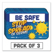 Tabbies BeSafe Messaging Education Wall Signs, 9 x 6,  "Be Safe, Stop The Spread Of Germs", 3/Pack (29536)