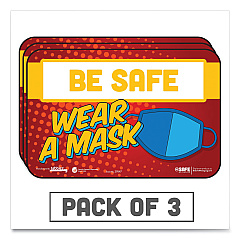Tabbies BeSafe Messaging Education Wall Signs, 9 x 6,  "Be Safe, Wear A Mask", 3/Pack (TAB29547)