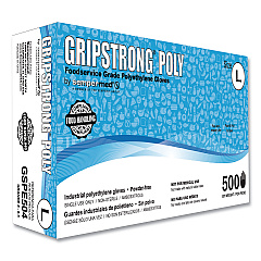 GripStrong Poly Foodservice Grade Polyethylene Gloves, Clear, Large, Polyethylene, 500/Box, 20 Boxes/Carton (SEZGSPE504)