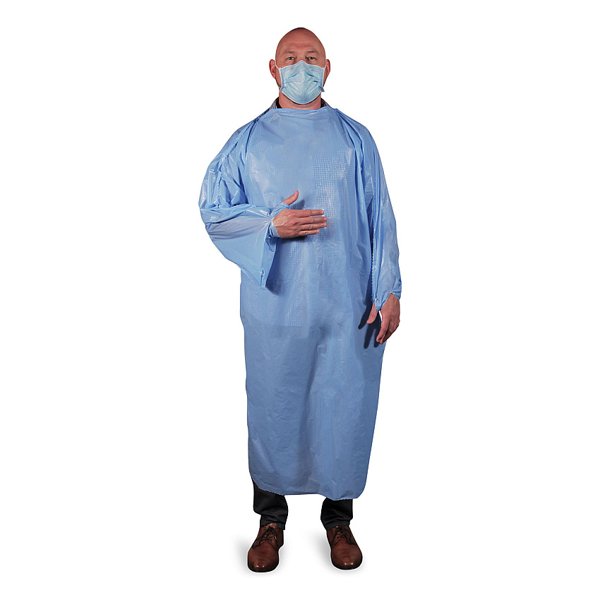 Heritage T-Style Isolation Gown, LLDPE, Large, Light Blue, 50/Carton (HERTGOWNLP)