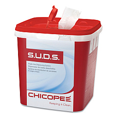 Chicopee S.U.D.S Bucket with Lid, 7.5 x 7.5 x 8, Red/White, 3/Carton (CHI0728)