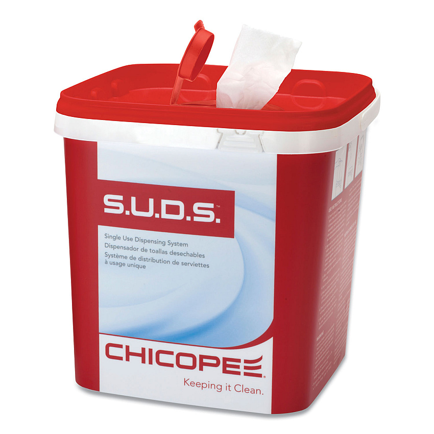 Chicopee S.U.D.S Bucket with Lid, 7.5 x 7.5 x 8, Red/White, 3/Carton (CHI0728)