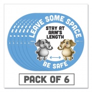Tabbies BeSafe Messaging Education Floor Signs, Leave Some Space; Stay At Arms Length; Be Safe, 12" dia, White/Blue, 6/Pack (29512)