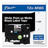 Brother TZe Standard Adhesive Laminated Labeling Tape, 1.4" x 26.2 ft, White on Matte Black (BRTTZEM365)