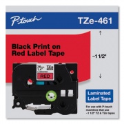 Brother TZe Standard Adhesive Laminated Labeling Tape, 1.4" x 26.2 ft, Black on Red (TZE461CS)