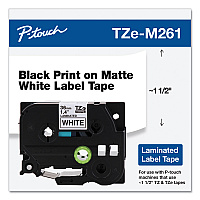 Brother TZe Standard Adhesive Laminated Labeling Tape, 1.4" x 26.2 ft, Black on Matte White (BRTTZEM261)