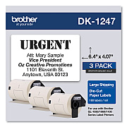Brother Die-Cut Shipping Labels, 4.07 x 6.4, White, 180 Labels/Roll, 3 Rolls/Pack (BRTDK12473PK)
