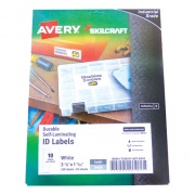 AbilityOne 7530016878443 SKILCRAFT/AVERY Durable Self-Laminating ID Labels, 1.03 x 3.5, White, 10/Sheet, 25 Sheets/Pack