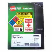 AbilityOne 7530016878147 SKILCRAFT/AVERY Surface Safe Sign Labels, 5 x 7, White, 2/Sheet, 15 Sheets/Box, 12 Boxes/Box