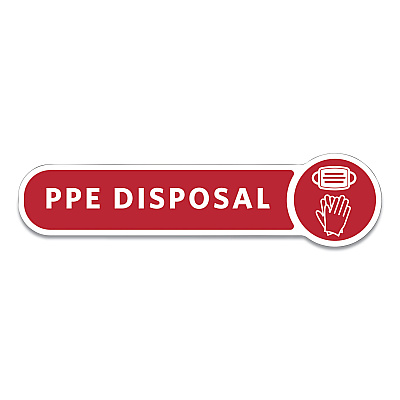 Rubbermaid Commercial Medical Decal, PPE DISPOSAL, 10 x 2.5, Red (RCP2138292)