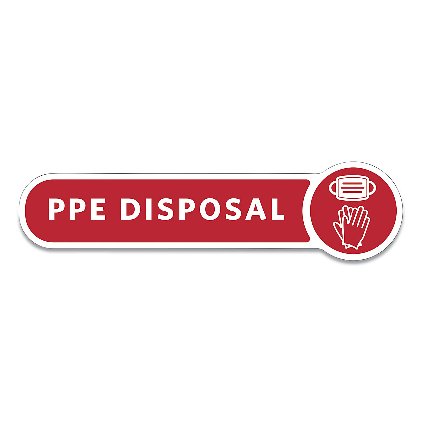 Rubbermaid Commercial Medical Decal, PPE DISPOSAL, 10 x 2.5, Red (RCP2138292)