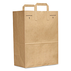 General Grocery Paper Bags, Natural Kraft Flat Handles, #1/6 BBL Size, 12" x 7" x 17", Natural, 300/Bundle (BAGSK1670EZ300)