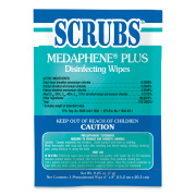 SCRUBS Medaphene Disinfectant Wet Wipes, 1-Ply, 6 x 8, Citrus, White, Individual Foil Packets, 100/Carton (96301)