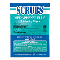 SCRUBS MEDAPHENE Plus Disinfectant Wet Wipes, 1-Ply, 6 x 8, Citrus, White, Individual Foil Packets, 100/Carton (ITW96301)