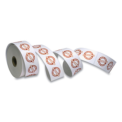 Iconex Tamper Seal Label, 1.88 x 6, Red/White, 500/Roll, 4 Rolls/Carton (ICX90232497)