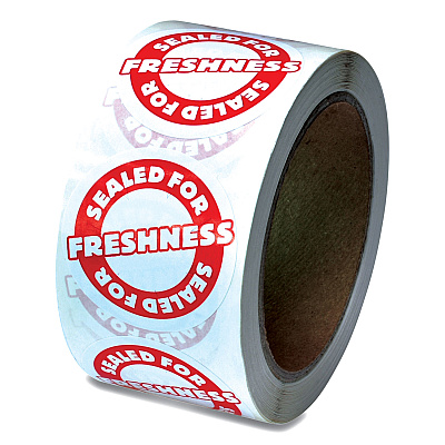 Iconex Tamper Seal Label, 2" dia, Red/White, 500/Roll, 4 Rolls/Carton (ICX90232498)