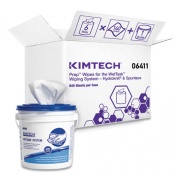 Kimtech Critical Clean Wipers for Bleach, Disinfectants, Sanitizers WetTask Customizable Wet Wiping System, w/Bucket, 140/Roll, 6/CT (0641103)