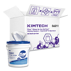 WypAll Power Clean Wipers for Disinfectants, Sanitizers,Solvents WetTask Customizable Wet Wipe System, 140/Roll, 6 Rolls/1 Bucket/CT (KCC0621102)