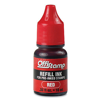 Offistamp Refill Ink for Pre-Inked Stamps, 0.33 oz, Red (MKG034517)