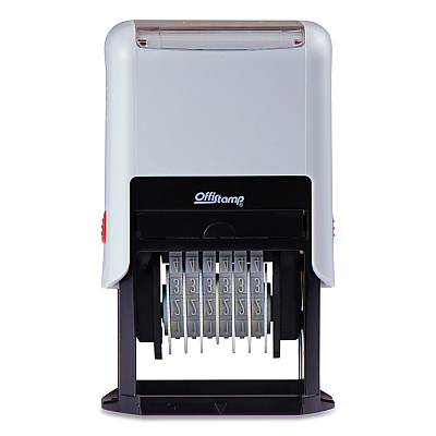 Offistamp Numberer, Pre-Inked/Re-Inkable, 6 Bands, 1.88 x 0.25, Black (MKG034525)