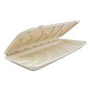 World Centric Fiber Hinged Containers, Pizza/Flatbread Containers, 6.6 x 13.7 x 1.3, Natural, Paper, 200/Carton (PBSCU13)