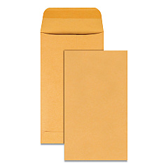 Quality Park Kraft Coin and Small Parts Envelope, 20 lb Bond Weight Kraft, #5 1/2, Square Flap, Gummed Closure, 3.13 x 5.5, Brown, 500/Box (QUA50560)