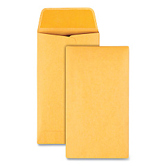Quality Park Kraft Coin and Small Parts Envelope, #6, Square Flap, Gummed Closure, 3.38 x 6, Brown Kraft, 500/Box (QUA50662)