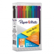 Paper Mate Write Bros Mechanical Pencil, 0.7 mm, HB (#2), Black Lead, Black Barrel with Assorted Clip Colors, 24/Pack (2104212)