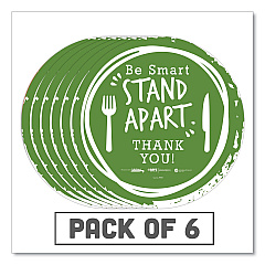 Tabbies BeSafe Messaging Floor Decals, Be Smart Stand Apart; Knife/Fork; Thank You, 12" Dia., Green/White, 6/Carton (TAB79061)
