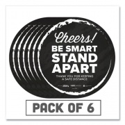 Tabbies BeSafe Messaging Floor Decals, Cheers;Be Smart Stand Apart;Thank You for Keeping A Safe Distance, 12" Dia, Black/White, 6/CT (79085)