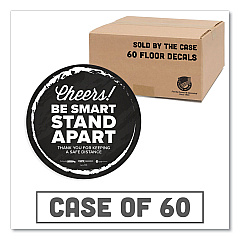 Tabbies BeSafe Messaging Floor Decals, Cheers;Be Smart Stand Apart;Thank You for Keeping A Safe Distance, 12" Dia, Black/White, 60/CT (TAB79185)