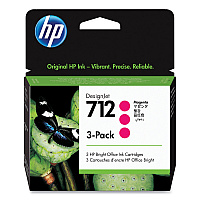 HP 712, (HEW3ED78A) 3-Pack Magenta Original Ink Cartridges