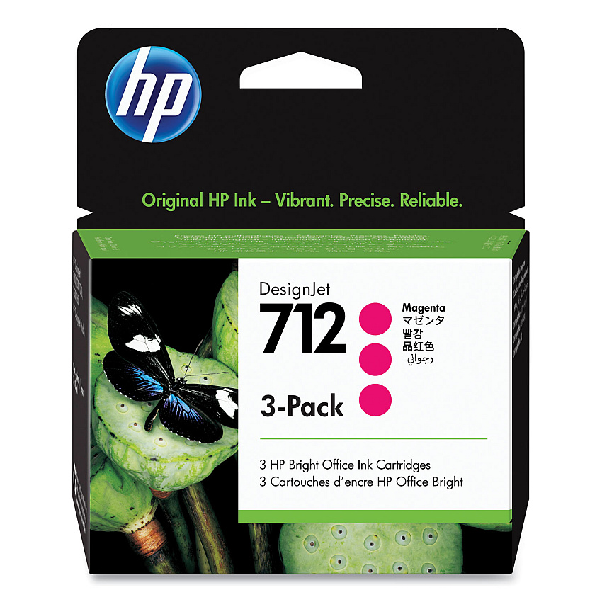 HP 712, (HEW3ED78A) 3-Pack Magenta Original Ink Cartridges