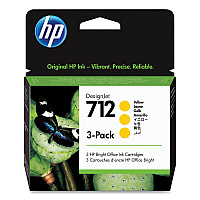 HP 712, (HEW3ED79A) 3-Pack Yellow Original Ink Cartridges