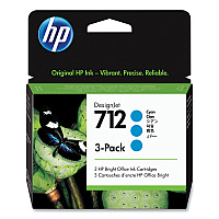 HP 712, (HEW3ED77A) 3-Pack Cyan Original Ink Cartridge